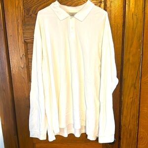 Men’s long sleeve polo shirt LL BEAN XXL TALL White